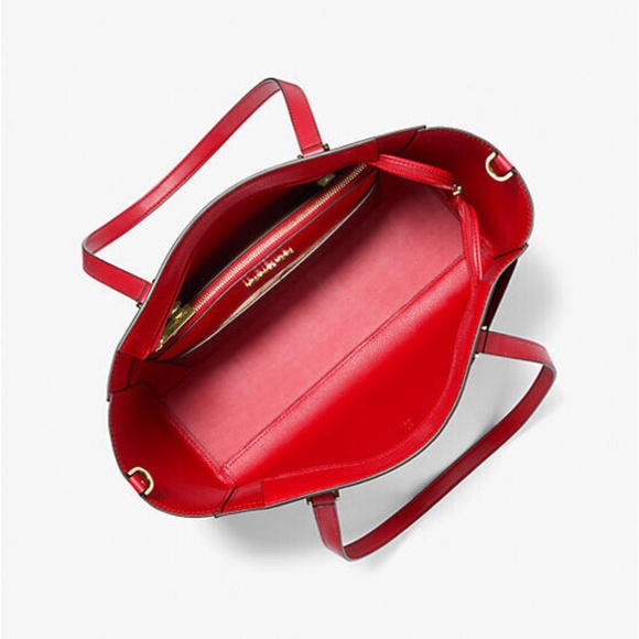 New MICHAEL KORS Maisie Large Pebbled Leather 2-in-1 Tote Bag/with wristlet, Red - Picture 3 of 11